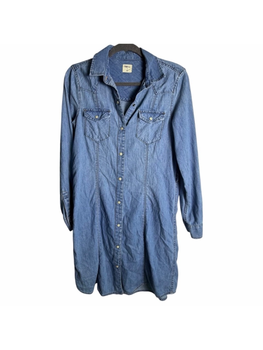 Gap Western Denim Mini Shirtdress Boho Coastal Cowgirl Women’s Sz Small - Picture 3 of 9